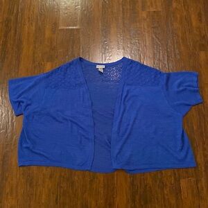Catherine’s Royal Blue Short Sleeve Open Front Cardigan Women’s Plus Size 3X